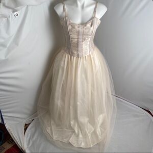 Jessica McClintock for Gunne Sax ivory multicolor corset ball gown 4